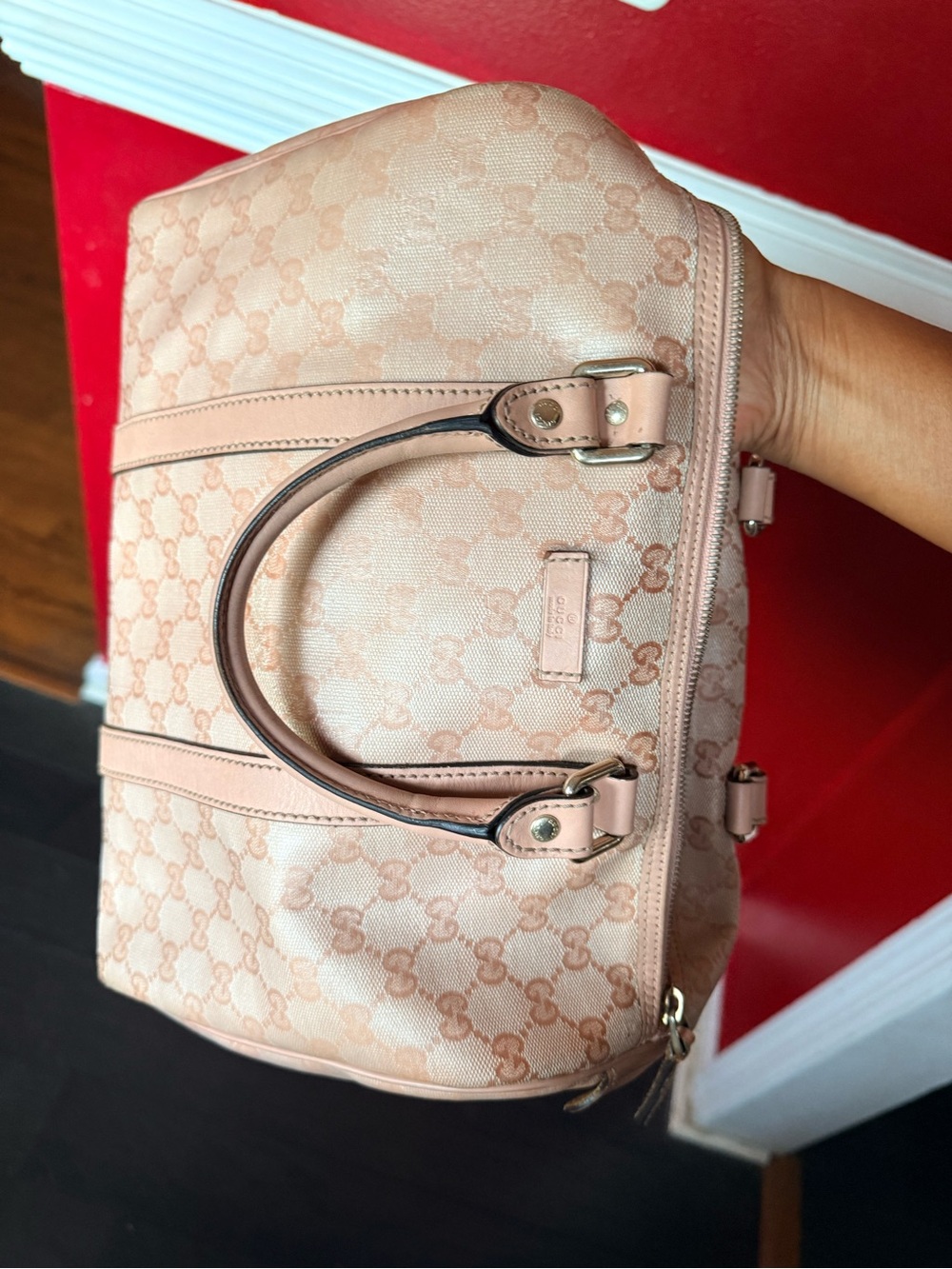 Gucci Blush Pink GG Canvas Top-Handle Satchel - Picture 9 of 12